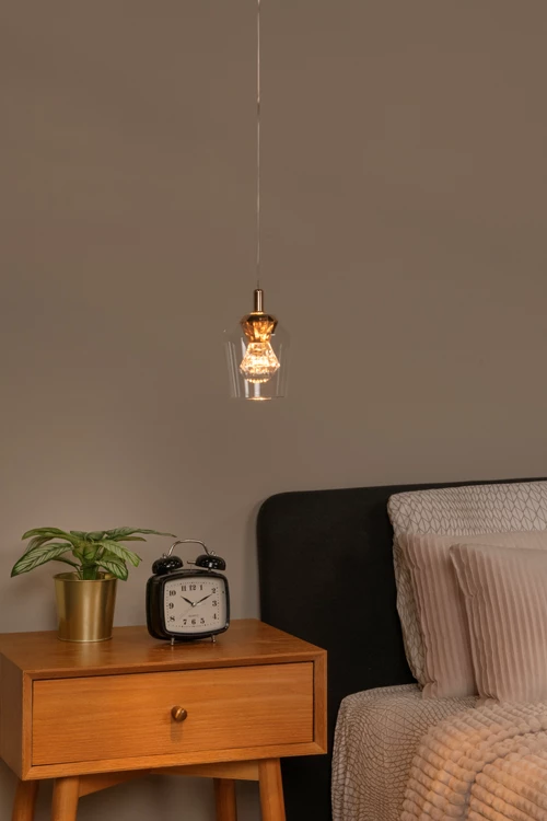 Lucide BERLIANE - Suspension - Ø 12 cm - LED Dim. - 1x4W 2700K - Avec module LED remplaçable - Transparent | Essential - ambiance 1